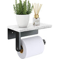 Gypie Marble Toilet Paper Holder with Shelf, 304 Stainless Steel Screw Wall Mounted, Tissue Roll Holder for Bathroom Washroom Matte Black - color: Black