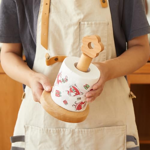 Toilet Paper Holder Stand, Cute Flower Design Wooden Toilet Paper Holder Free Standing, Decorative Toilet Roll Holder, Scrunchies Holder Stand, Hair Ties Organizer - size: 8.27inch-Flower