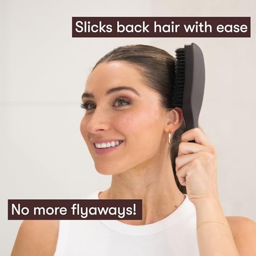 FRAMAR Slick Back Hair Brush Boar Bristles – Slick Back Brush, Smoothing Hair Brush For Women, Boar Bristle Hair Brush For Fine Hair, Slickback Brush For Volume and Shine - Brown Velvet