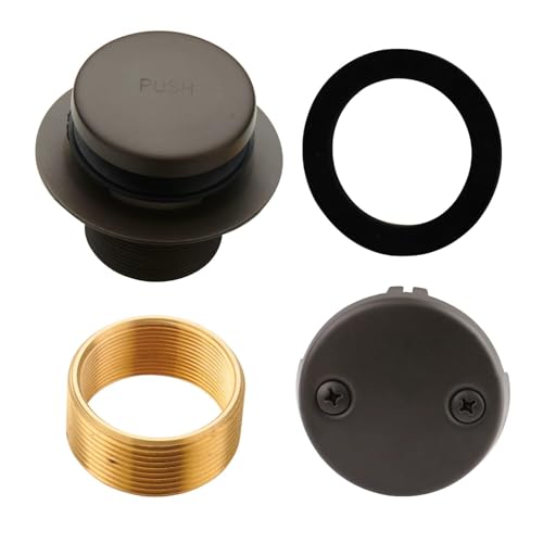 HIDROP Oil Rubbed Bronze Tub Drain Assembly Kit, 2-Hole Overflow Faceplate | Tip Toe Tub Drain Kit, Stainless Steel, Universal Fine/Coarse Thread fit 1-3/8" or 1-1/2" Tub Drain, Bath Drain Replacement - color: Bronze, style: 2 Holes