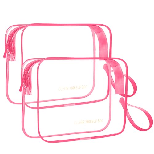 Icramsy Clear Makeup Bag,2 Pack TSA Approved Toiletry Bag Travel Toiletry Bag Hanging Makeup Cosmetic bag for Women Men (ROSY) - color: ROSY