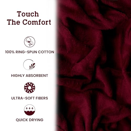 Casa Lino Face Towels & Body Wash Cloths for Hotel - 100% Cotton Wash Cloths for Bathroom - Highly Absorbent & Quick Drying Washcloth Set - Cotton washclothes, 24 Pack 12" x 12" - (Burgundy) - color: Burgundy