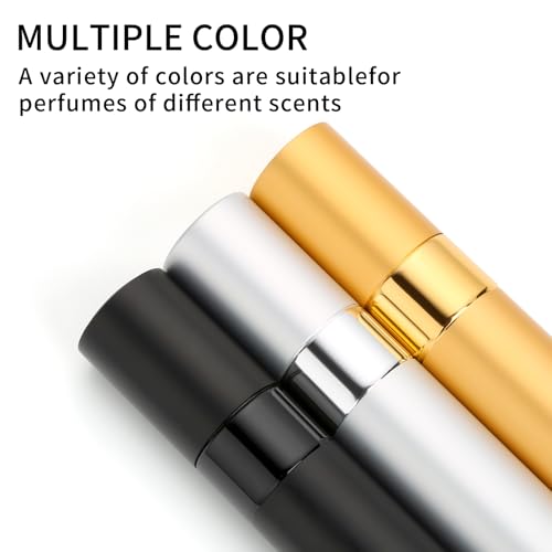 Perfume Travel Refillable Atomizer 8ML (3PCS) - Empty Cologne Spray Bottle, Portable & Leakproof Sprayer for Travel (Black, golden, Silver) - color: Black, golden, Silver