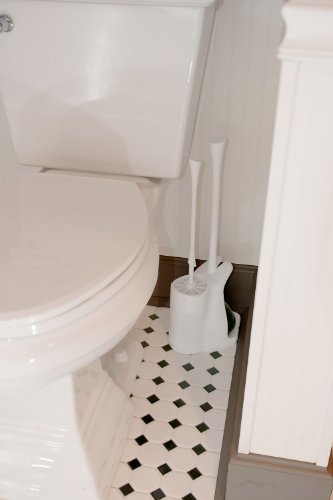 Casabella Nylon Brush and Plunger Set, White, 12-Inch - color: White