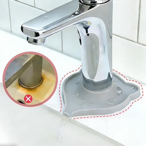 Compact Silicone Kitchen Sink Faucet Splash Proof Mat, Tap Water Diversion Splash Guard Drain Pad(Light Grey,2PCS) - color: LightGreyx2