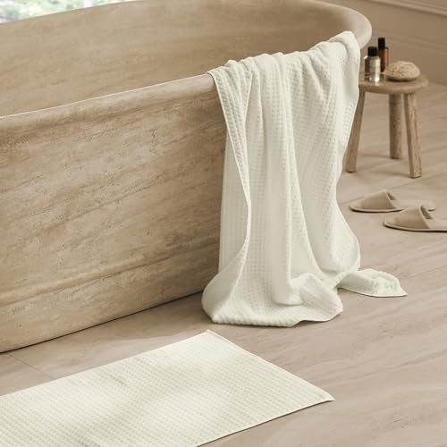 BOLL & BRANCH Turkish Waffle Bath Mat - Cream - 100% Organic Turkish Cotton - Soft Absorbent Quick Dry Luxury Bathroom Mat with Waffle Weave Texture - Spa Inspired Comfort - color: Cream, style: Waffle