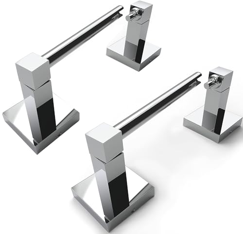 Ruacq Toilet Paper Holder Chrome 2 Pack Double Post Pivoting Square Tissue Holders Roll Holder Hangers Toilet Paper Stand Stainless Steel and Zinc Alloy Modern Wall Mounted - color: Chrome, size: Square-2pcs
