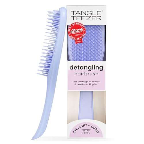 Tangle Teezer Ultimate Detangler Brush, Straight to Wavy, Sweet Lavender | Patented two-tier, regular-flex teeth reduce breakage & split ends on wet or dry hair; Shower-friendly hairbrush for all ages - color: Sweet Lavender
