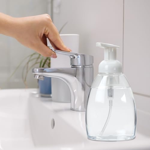 Ginger Lily Farms Foaming Soap Dispenser, Refillable Plastic Pump Bottles for Liquid Hand Soap, 12 oz. Clear Bottle with White Pump, 2-Pack - style: 12 Oz Clear