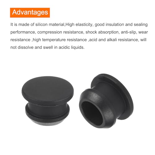 MECCANIXITY Silicone Snap in Locking Hole Plugs,Rubber Panel Seal Cover Flush Type Panel Round for Kitchen Rubber Bulkheads Waterproof Sealing Plugs 11mm/0.4 Inch Diameter Black,Pack of 10 - size: 11mm