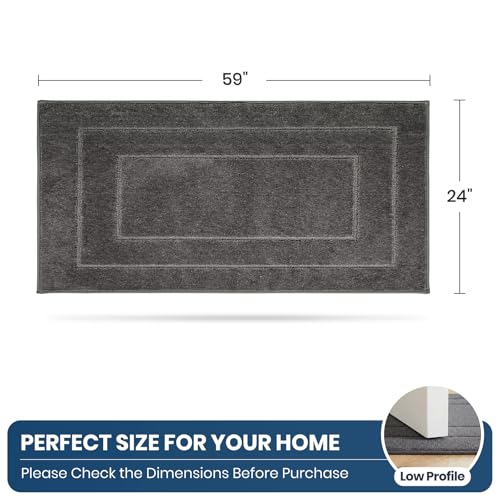PURRUGS Machine Washable Kitchen Runner Rug 24" x 59", Non-Slip/Skid Hallway Runner Rug, Super Absorbent Soft Area Rug for Kitchen, Hallway & Laundry, Grey - color: Grey, size: 24" X 59"