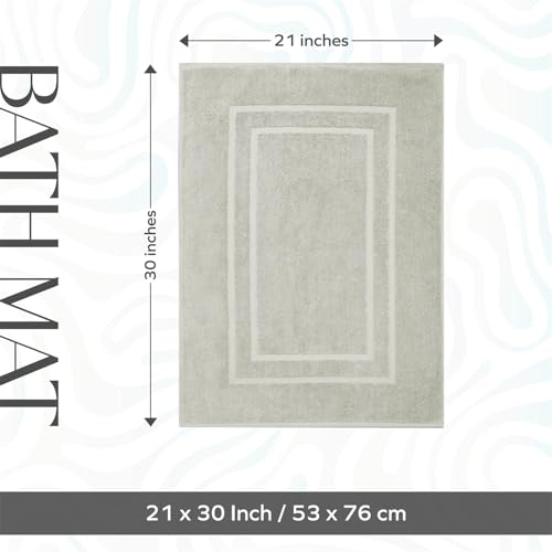 Feather & Stitch 2 Piece Towel Like Bath Mats (30x21 Inch) 100% Cotton Terry Bath Mats, Bathroom Shower Floor Mats [NOT A Bathroom Rug], Soft Absorbent Washable Mats - Silver Birch - color: Silver Birch