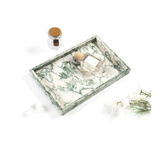 Yew & Tulip Natural Marble Vanity Tray, Nature Marble with Green Textures Serving Tray for Bathroom, Kitchen, Vanity, Home Decor, Wedding etc. (12" x 8" x 1.2") - color: Green Texture