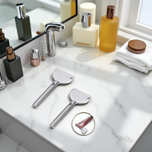 2Pcs Silver Stainless Steels Metal Tube Squeezer Keys Salon Toothpaste Tube Squeezers, Daily Living Tube Squeezing Aids