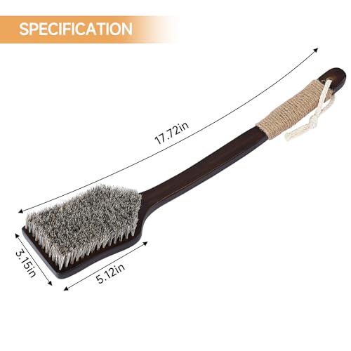 Back Scrubber Shower Brush,Dry Brushing Body Brush with 17.7 Inch Curved Long Handle, Natural Bristles for Lymphatic Drainage, Soft & Stiff Bristles Available (Natural Fiber, Soft) - color: Natural Fiber, size: SOFT