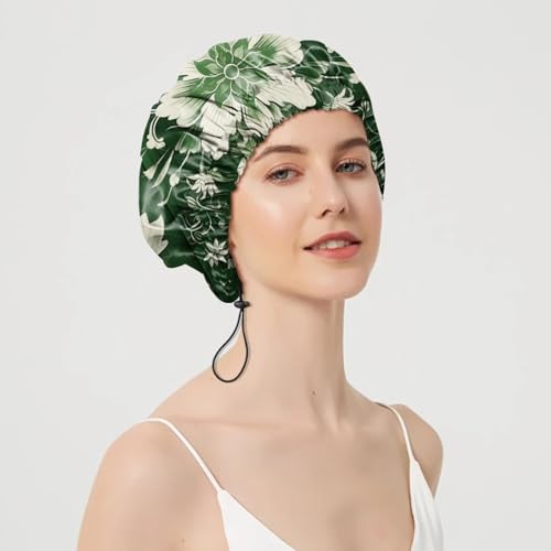 2 PCS Shower Cap Adjustable Reusable Double Waterproof Layer Elastic Hair Bath Cap Cute Aesthetic for Women Girls-Multicolour - color: I9-Multicolour