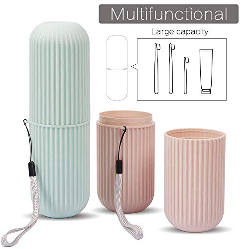 2 PCS Travel Toothbrush Case, Portable Business Trips Camping Wash Cup Holder Organizer, Unbreakable Tooth Brush Suit Organizer for Bathroom Daily Use