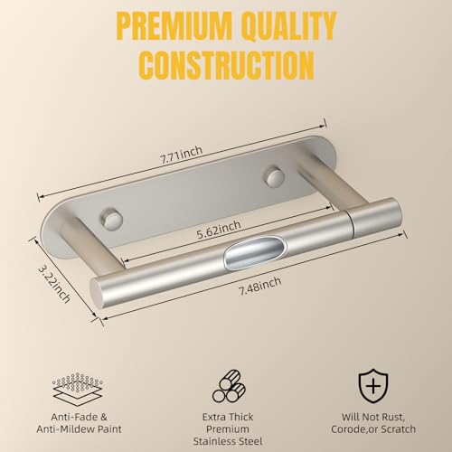 BESy Adhesive or Screw Toilet Paper Holder Wall Mount Rustproof Modern Roll Holder Flexible Pivoting Adjustable Tissue Handle with Self Adhesive or Mounted with Screws Stainless Steel Brushed Nickel - color: Brushed Nickel