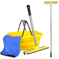 2 in 1 Car Window Squeegee and Collapsible Bucket Set,Long Handle,Yellow - color: Yellow
