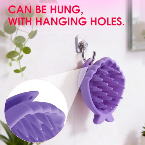 Silicone Scalp Massager Hair Growth,Hair Scrubber Scalp Stimulator Exfoliator Brush with Soft Bristles for Wet Dry Scalp Care（Purple） - color: Purple
