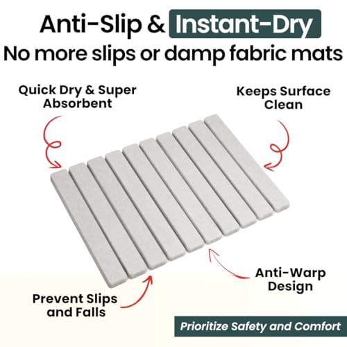 MophonicHome Extra Long Foldable Stone Bath Mat 32 x 15 - Diatomaceous Earth Shower Mat, Non-Slip Quick-Dry Stone Bath Mats for Bathroom, Super Absorbent, Compact Design, Easy to Clean, Light Grey - color: Extra Long Light Gray