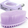 Avilana Silicone Body Scrubber for Shower – SGS Certified Food Grade Dual Sided Bath Brush, Gentle Exfoliating Silicone Loofah Alternative, Sensitive Skin Body Brush (Lavender-Silver, Massage) - color: Lavender-silver, size: Massage