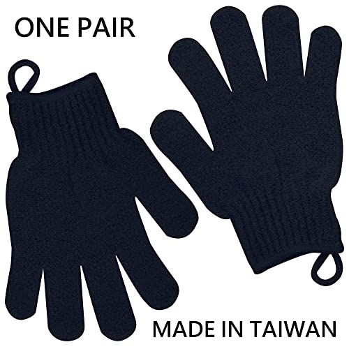 Exfoliating Glove with Hanging Loop - Bath Gloves 1 Pair Shower Gloves, Heavy Exfoliating Gloves for Men and Women Shower Gloves Body Wash Makes Skin Soft Healthy Body Exfoliating Gloves 1 Pair Black - style: 1 Pair Black Exfoliating Gloves
