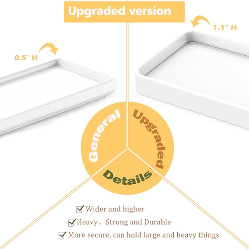 Gurygo 2 Pack 8" Ceramic Vanity Tray - Kitchen Tray for Soap Bottles - Small Rectangular Vanity Tray for Bathroom - Vanity Trays for Bathroom - Kitchen Soap Dispenser Tray,White - color: White, size: 7.9";Set/2