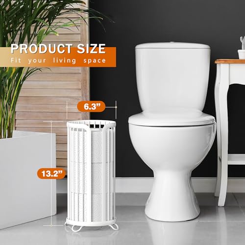 Bunoxea Toilet Paper Holder Stand, Freestanding Toilet Tissue Organizer, Minimalistic Storage Solution, Reserve Mega Rolls,Modern -2PACK White - color: White, size: 2 Pack