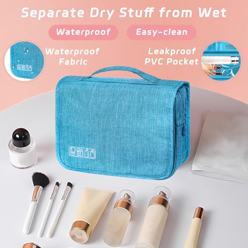 Toiletry Bag Travel Bag with Hanging Hook, Waterproof Capacity Hanging Multifunctional Makeup Bag for Toiletries, Portable Cosmetic Bag Travel Organizer for Women and Men(Sky Blue) - color: B3-Sky Blue