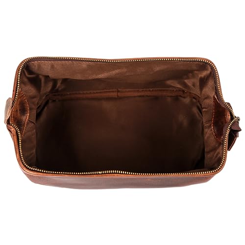 HLC Leather Toiletry Bag for Men Best Gift Premium Genuine Dopp Kit Shaving Kit Organizer Travel Kit Pouch Bag 10 inch Size (Brown) - color: Brown