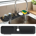 24 Inch Kitchen Sink Splash Guard，5°Slope Fast Draining Silicone Mat for Kitchen Sink Faucet Mat, Upgraded Sink Tidy Splash Guard for Bathroom Faucet Draining Mat (Black)