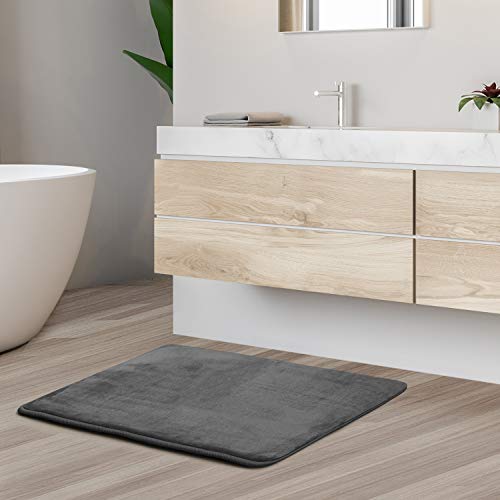 Clara Clark Bathroom Rugs, Velvet Memory Foam Bath Mat, Non-Slip, Machine Washable Bath Rugs - Dries Quickly, Ultra Soft Plush Bath Mats for Bathroom, 17 x 24, Grey - color: Dark Grey, style: 17 x 24