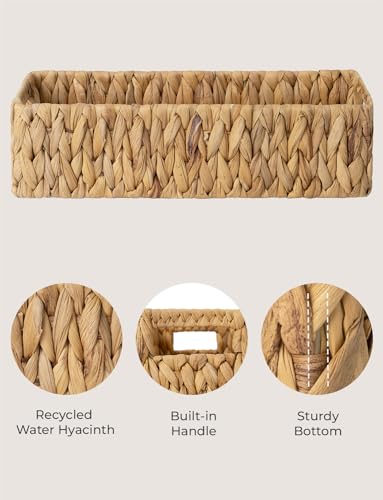 StorageWorks Water Hyacinth Basket for Toilet Paper, Wicker Baskets for Storage with Built-in Handles, 14 ¼"L x 6 ½"W x 3 ¾"H - color: Natural (Water Hyacinth), size: 14¼" L x 6¾" W x 3¾" H