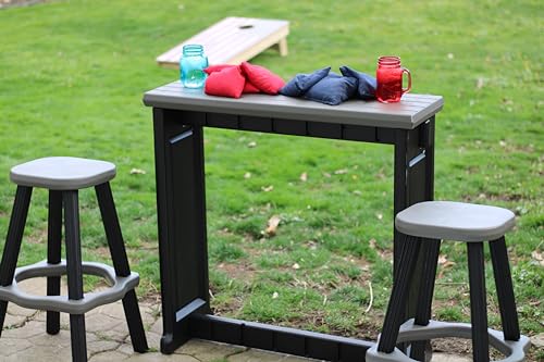Single Bar Set Includes 2 Barstools Deep Grey Top & Black Base Ideal for Patio Hot Tub Area Backyard Durable WeatherResistant Design Easy Nohardware Assembly Proudly Made in USA - color: Black/Deep Grey, size: Single Bar with 2 Barstools