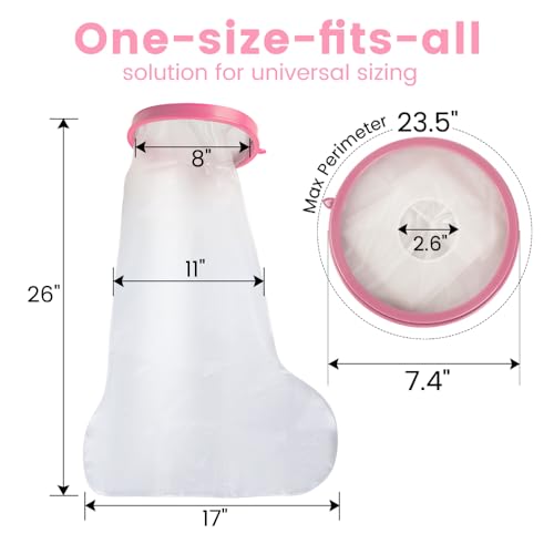 Waterproof Cast Covers for Shower Leg, Adult Cast Bag Cover Protector, Showering/Swimming/Bath Boots for Foot after Surgery, Broken Ankle Wound Recovery Supplies/Accessories, Boot, Sleeve, Pink - color: Leg, style: Reinforced Pink