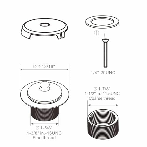 WELLUP Black Bathtub Drain Conversion Kit,Lift & Turn Tub Drain Overflow | Solid Brass & Stainless Tub drain,Fits 1-3/8 & 1-1/2 Bathtub Drain,Replacement Tub Drain kit,1 Hole Overflow Faceplate - color: Black, style: 1 Hole