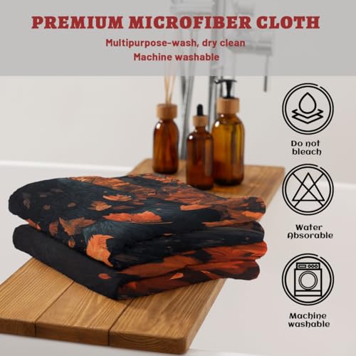 Black Bear Hand Towels, Wild Animal Bear Retro Cabin Forest Bathroom Towel Soft Absorbent Small Bath Towels Decorative Kitchen Guest Dish Towel - color: Black Bear