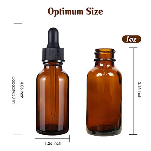 Eternal Moment 1 oz Eye Dropper Bottle(48 Pack), 30ml Amber Glass Bottles with Glass Eye Dropper for Essential Oils, Chemistry Lab Chemicals, Colognes & Perfumes - size: 1 Ounce