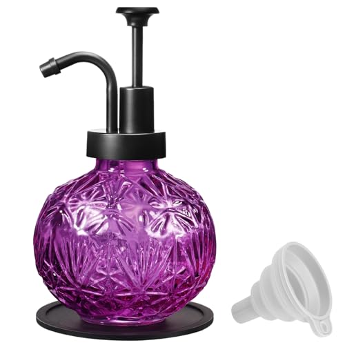 Vintage Glass Soap Dispenser - Rustic Snowflake Design, 8 Oz Refillable Dish Soap Dispenser with Pump for Kitchen and Bathroom, Antique Farmhouse Decor (Purple-Black Pump) - color: Purple-black Pump