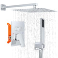 Bathroom Shower Faucet Set，12 Inch Rain Shower Head with Handheld Spray，Brass Shower Valve Trim Kit，Wall Mounted Square Rain Shower System (Chrome) - color: Chrome, size: 12 Inch Shower Head