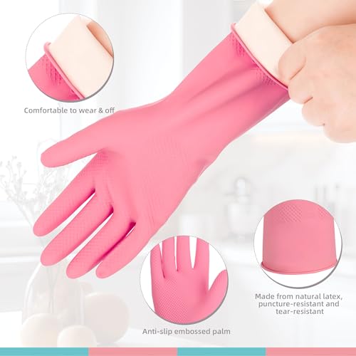 Xgunion Rubber Cleaning Gloves for Dishwashing-5 Pairs Colorful Reusable Household Cleaning Glove for Washing Dishes and Kitchen Cleaning Non-Slip Grip Dish Gloves for Women Men (Small) - size: Small