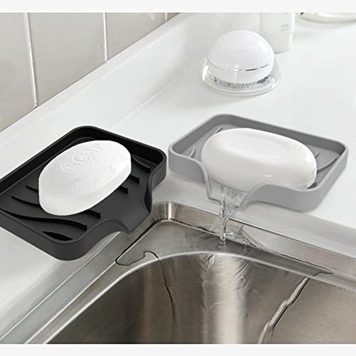 3 Pack Bar Soap Holder, Soap Dish for Shower, Easy to Clean, Soft Silicone Soap Holder, Self Draining Waterfall Soap Holder/Tray/Saver for Bathroom, Kitchen, Bathtub, Keep Soap Dry, Extend Soap Life