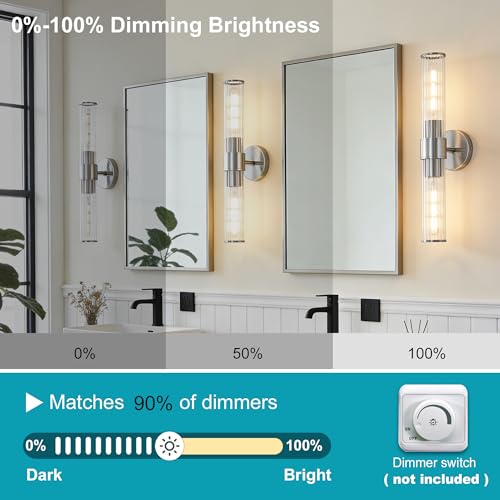 Chrome Bathroom Vanity Light, Wall Sconce Threaded Glass 1 Pack, Modern Wall Light for Bathroom, Living Room, Hallway, Kitchen - UL Certification (Bulb Not Included) - color: Chrome Clear Glass