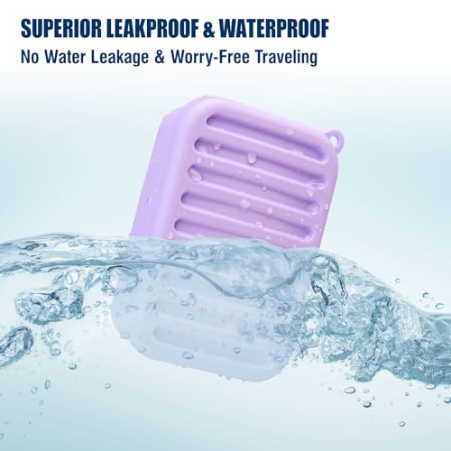 Superior Leak-Proof Silicone Travel Soap Case with Drainage Lid/Layer, Compact Bar Soap Container, Durable Soap Holder for Camping, Gym, and Travel Size Toiletries (Light-Purple) - color: Light-purple