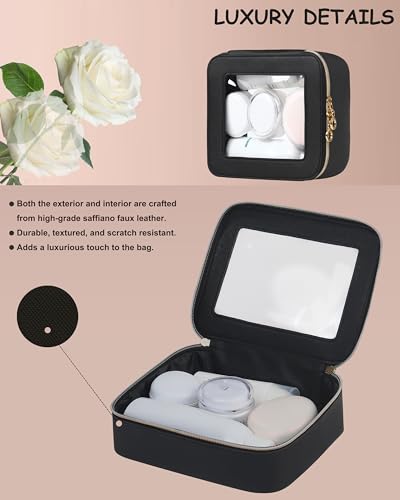 Small Clear Makeup Bag for Purse, Cute Mini Clear Cosmetic Bag Case Organizer, TSA Approved Square Small Makeup Case Pouch with Zipper, Car Travel Purse Essentials for Women (Black,S) - color: Black, size: Mini