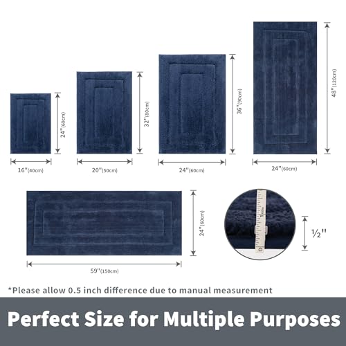GRANNY SAYS Navy Bathroom Rugs, Bath Mats for Bathroom Non-Slip, Super Soft and Water Absorbent, Extra Large Bath Rugs Washable, Microfiber Bath Rugs for Bath Floor, Tub and Shower, 59" x 24" - color: Deep Blue, size: 2' x 4'11" (24" x 59")