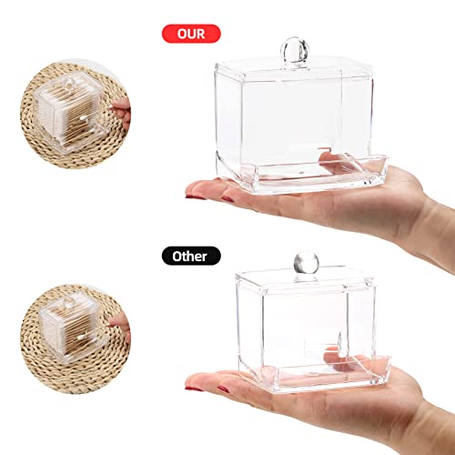 Tbestmax 10oz Qtip Holder Dispenser Big Clear Bathroom Organizer Accessories Decor for Storage-Qtips Cotton Ball Holder Apothecary Jars, Cotton Swabs, Floss Container - color: 1Pc-Clear