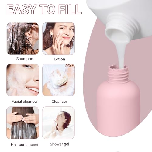 6.8oz Travel Bottles for Toiletries, Empty Plastic Squeeze Bottles with Flip Cap, Lotion Container for Toiletries Travel Size Shampoo and Conditioner (3 pack, pink) - color: Pink, size: 6.8 oz
