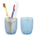 Toothbrush Holders for Bathrooms, Blue Glass Toothbrush Holder with Gold Divider, 10oz Bathroom Tumbler and Mouthwash Cup, Bathroom Storage Cup for Tooth Brush, Toothpaste and Makeup Brush